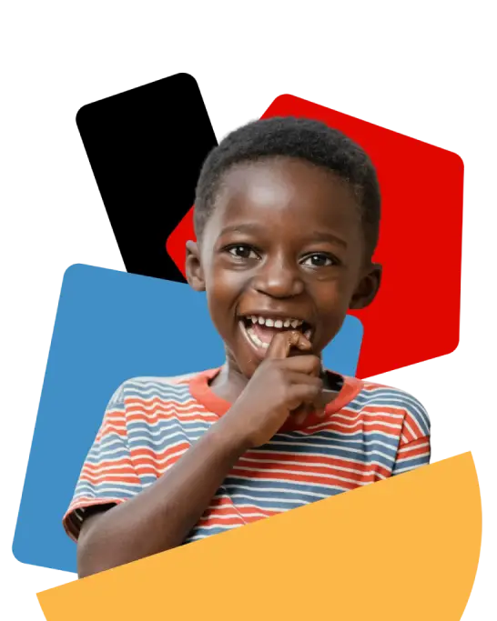 A preschool child smiling.